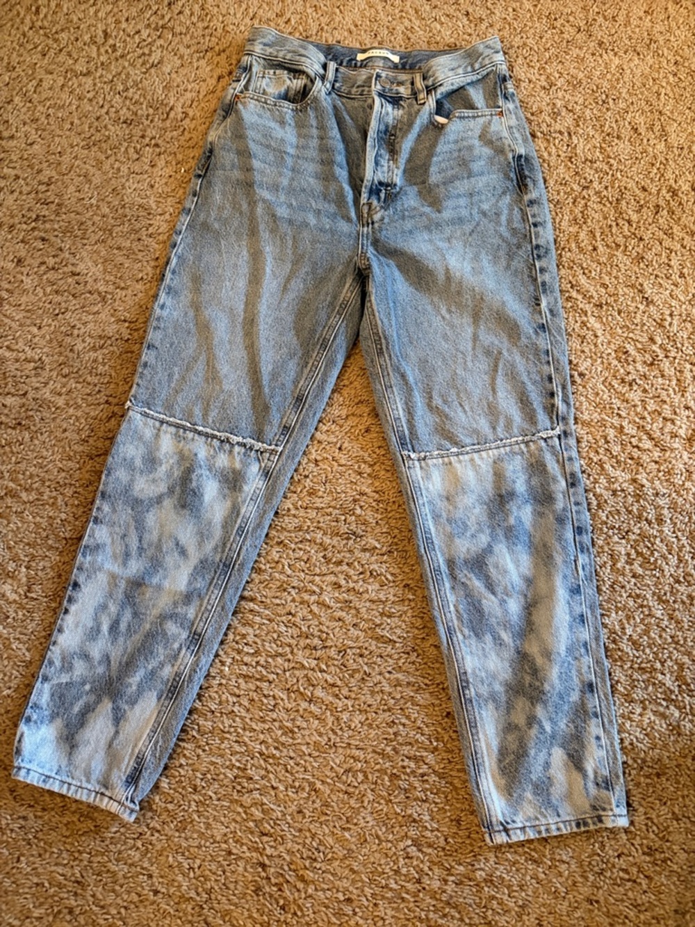 PacSun Light Blue Ultra High-Rise Slim Denim Jeans Acid Wash Lower Legs Size 27